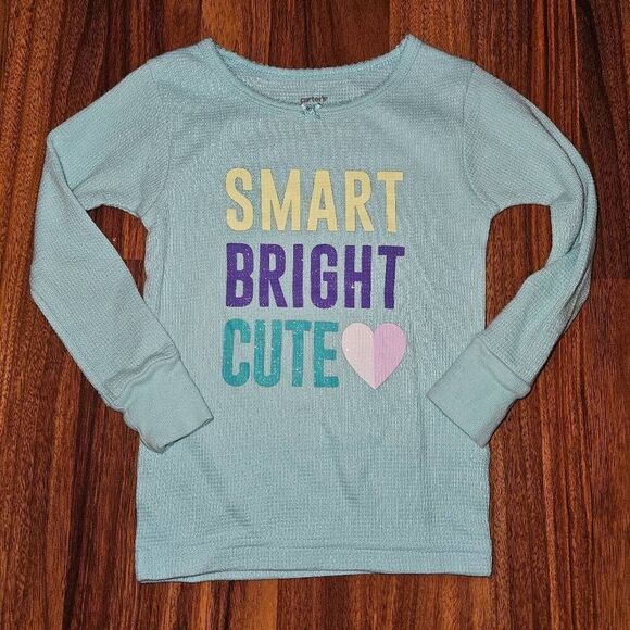 6 for $25 🎃 Carter's Blue Glittery Thermal Pajama Top Toddler Size 2T - Picture 1 of 5